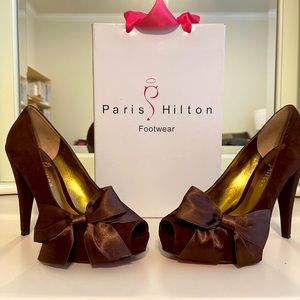 EUC Paris Hilton Brown Suede Heels